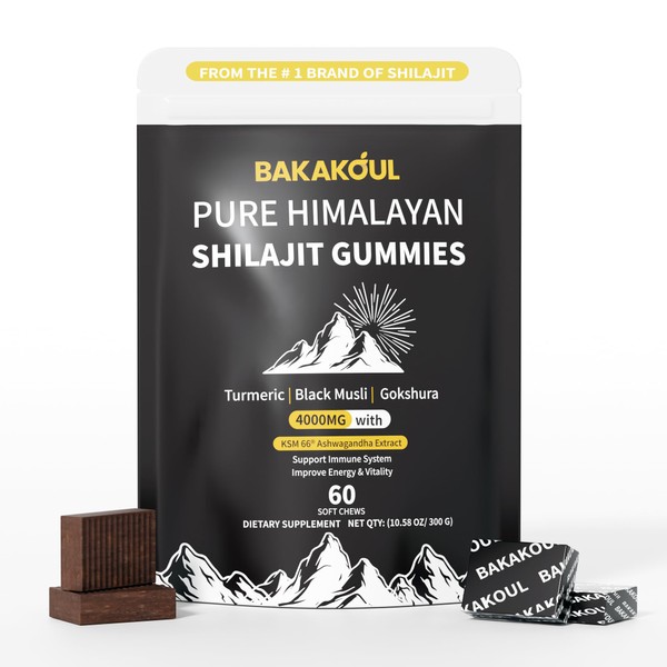 Shilajit Gummies,Pure Shilajit Himalayan with Ashwagandha,Turmeric Sugar-Free,Organic Gummy for Men