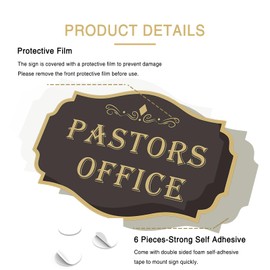 Pastors Office Sign 13.8x9.05 inch Spay Gold - Self-adhesive Signage for Church Offices Room Plus Size