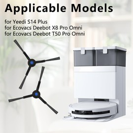 Frexusuent Side Brush for Ecovacs Deebot T50 Pro Omni, X8 Pro Omni Robot Vacuum Cleaner, T50 Pro Omni Replacement, for Ecovacs Deebot X8 Pro Omni Accessorie 4 Pairs Side Brushes 8 Pcs