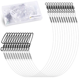 OROOTL Fluorocarbon Fishing Leaders, 12/48pcs Fluorocarbon Leader Line with Swivels Snap Kit Invisible Fluorocarbon Fishing Line Leaders for Saltwater Freshwater, 20lb-50lb