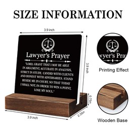 PUVOXHO Lawyer's Prayer Acrylic Sign with Wooden Stand, Religious Graduation Keepsake for JD Law Student, Bible Verse Gifts for Home Office Decor, Legal Profession Spiritual Gifts for Lawyer