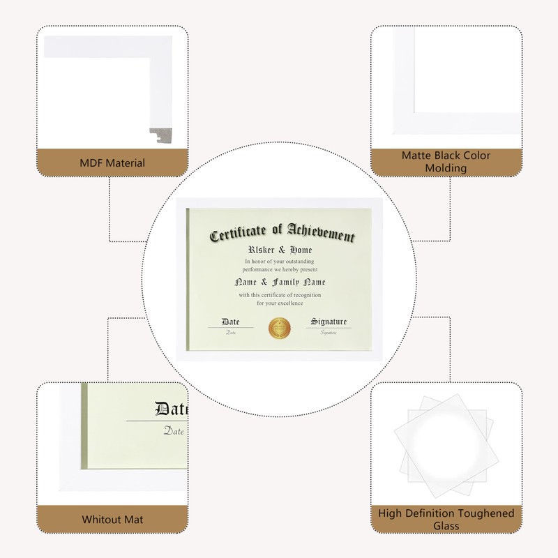 ELSKER&HOME 8.5x11 Picture Frame-Certificate Document Frame 6Pack,White Award frame with
