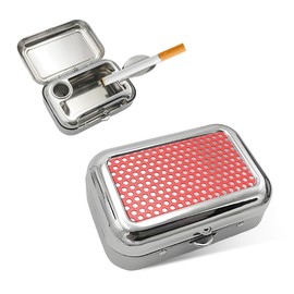Yourkar Portable Ashtrays, Stainless Steel Carry-on Mini Ashtray with Windproof Lid, Portable Waterproof Creative Pocket Ashtray for Outdoor Cars, Universal Car Accessories (Red)