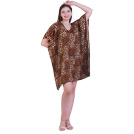 Elu Kaftan Dresses for Women - Moomoo/Mumu Afghan Dress Boho Caftan Beach Coverups Maxi, Leopard Animal 11, Free