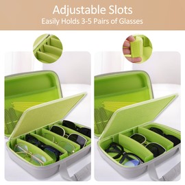 Fonwill Travel Sunglasses Organizer, Portable Sunglasses Case for Multiple Pairs, Eyeglasses Storage Holder for Men Women (Grey)