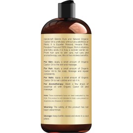 100% Pure Handcraft Blends Organic Castor Oil - 16 Fl Oz - 100% Pure and Natural