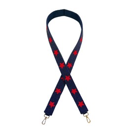 Lashicorn Navy Blue with Red Stars Beaded Purse Strap 49” Gold Clasp Game Day Buffalo Houston New York Arizona Clear Stadium Bag