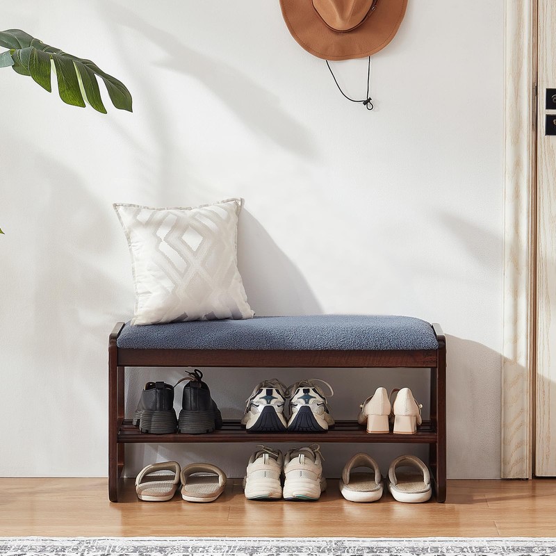Achicsofar Shoe Rack Bench,2 Tier Wooden Entryway Bench with Shoe