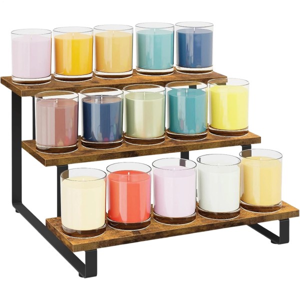 unbranded Wooden Display Stand 3-Tier Products Shelf Portable Straight Retail