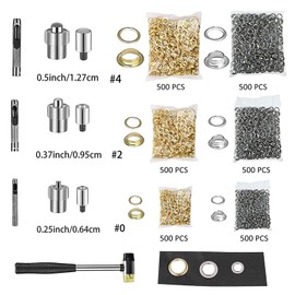 Grommet Machine Eyelet Hand Press Punch Tool 3 Dies 3000 Pcs Grommets 1 Hammer Black
