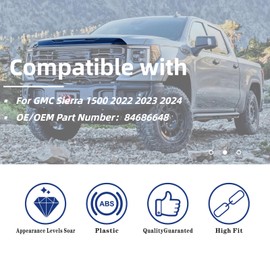 Front Upper Grille Grill Molding Trim Compatible with GMC Sierra 1500 2022 2023 2024 Front Bumper Hood Molding Replacement 84686648,84774163 (Gloss Black)