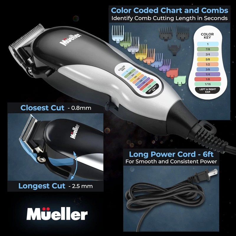 Müller Mueller Ultragroom Hair Clipper and Trimmer, Pro Colored Haircutting