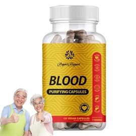 PZGO PZGO Blood Purifying Capsules, Blood Purifier | 5 Blended Herbal Supplement with Yellow Dock, Burdock Root, Supports Kidney and Liver Health, 100 Capsules (1PC)