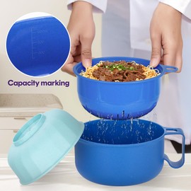 Microwave Ramen Cooker,40oz Unbreakable Portable Ramen Cooker with strainer,For Office College Dorm Room Essentials Instant Lunch Ideal for Shin and Buldak Ramen Noodle,Dishwasher-Safe BPA-Free(Blue)