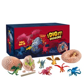 Thames & Kosmos I Dig It! Dragon Egg Excavation Gift Set | 24 Excavation Kits w/Plastic Dragon Figurines Inside! | Party Favors, Stocking Stuffers, Easter Baskets | 8 Unique Dragons to Collect, Small