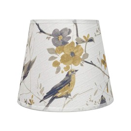 DULEE Top 6 x Height 6.5 x Bottom 10 Inch E27 Holder Hardback Table Lampshades Drum Lampshades Floor Lampshades Fabric Lampshade, Bird