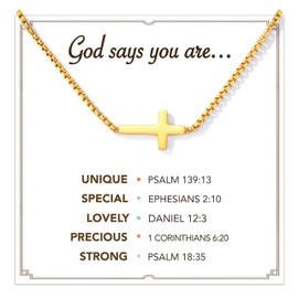 Cross Necklace for Women Gold Plated Christian Gifts Womens Jewelry Necklace Trendy Cross Pendant Religious Catholic Birthday Christmas Mothers Day Easter Gifts for Women