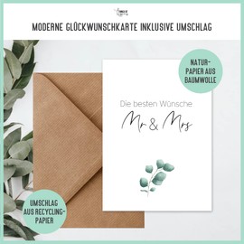 Things of Happiness Wedding Card - Mr & Mrs | Wedding Greeting Card with Envelope (Mr & Mrs Eucalyptus)