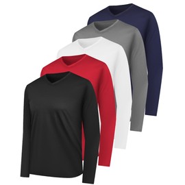HovSiyla Mens Athletic V Neck Long Sleeve T Shirts Rash Guard Sun Protect Moisture Wicking Quick Dry Running Gym Tops for Men Black Grey Bolan White Red XX-Large