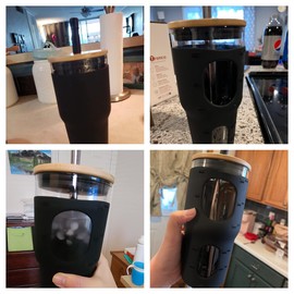 Tronco 32 Oz Tumbler with Straw and Lid, Reusable Drinking Glass Cup with Time Marker, Silicone Sleeve, Fits Cup Holder and Without BPA for Smoothie, Tea, Iced Coffee (Black)