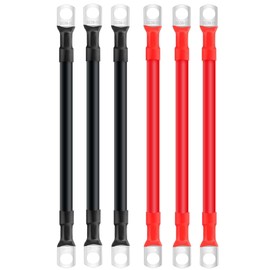 6PCS 2 AWG Battery Inverter Cables,Auto Battery Cable with 3/8" Lugs Terminals Copper Wire, Red and Black Battery Cables for Car Marine Solar Motorcycle ATV RV Marine Motorcycle