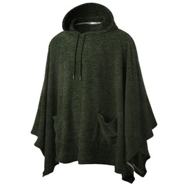 Ohoo Men's Hooded Poncho Cape Cloak Fashion Hoodie Pullover with Pockets / DCF702-KHAKI-M