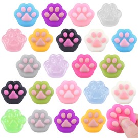Heirloom Haven 24pcs Mini Squeeze Squishy Toys, Colorful Cat Paw Fidget Sensory Toys, Cute Soft Stress Reliever Anxiety Pinch Toys for Kids Boys Girls Party Favors Classroom Prizes