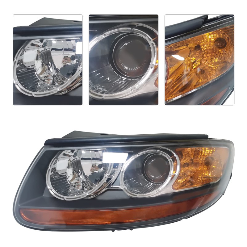 WUSILILU Front Headlight for 2007-2012 Hyundai Santa Fe Halogen Headlight,