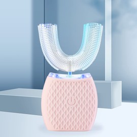 ksoia Ultrasonic Toothbrush Adult Electric Toothbrush，Sonic Toothbrush 360° Oral Cleaning Wireless Charging & LED Light|IPX7 Waterproof U-Shaped Brush Head Protects Gums