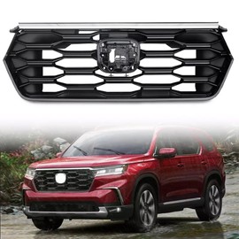 YLT AUTO Front Bumper Grille Upper Chrome Grill Compatible with 2023 2024 Honda Pilot Glossy Black