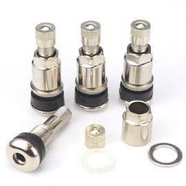 Universal Metal Valves Silver Rim Valves Set of 4 Car Tyre Valve 11.3 mm Air Valve Car Steel Valves Rim Valves Tyre Valve Car with Plastic Case (Silver)
