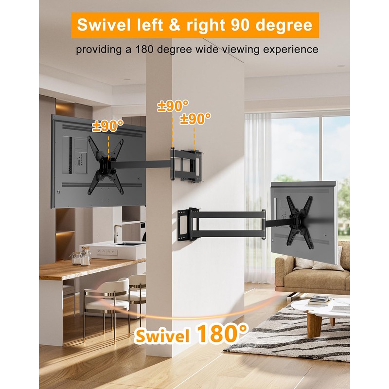48" Extension Long Arm Rotating TV Wall Mount 26-65”TV by