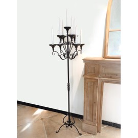 Metal Tall Floor Candelabra - 9 Arm Candle Stand - Wedding Centerpiece