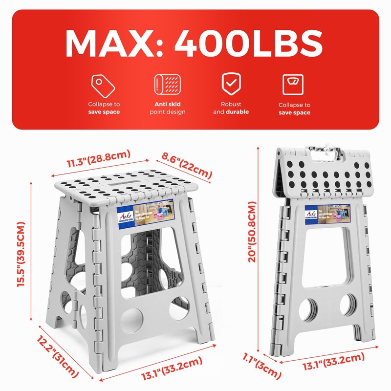 ACKO Folding Step Stool Foldable 16 Inch 400 lbs Capacity,