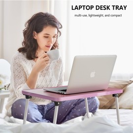 Lap Desks Laptop Tray for Bed or Couch,Portable Breakfast Serving Tray with Folding Legs,Foldable & Lightweight Mini Table, Laptop Stand for Working, Reading and Writing,Pink