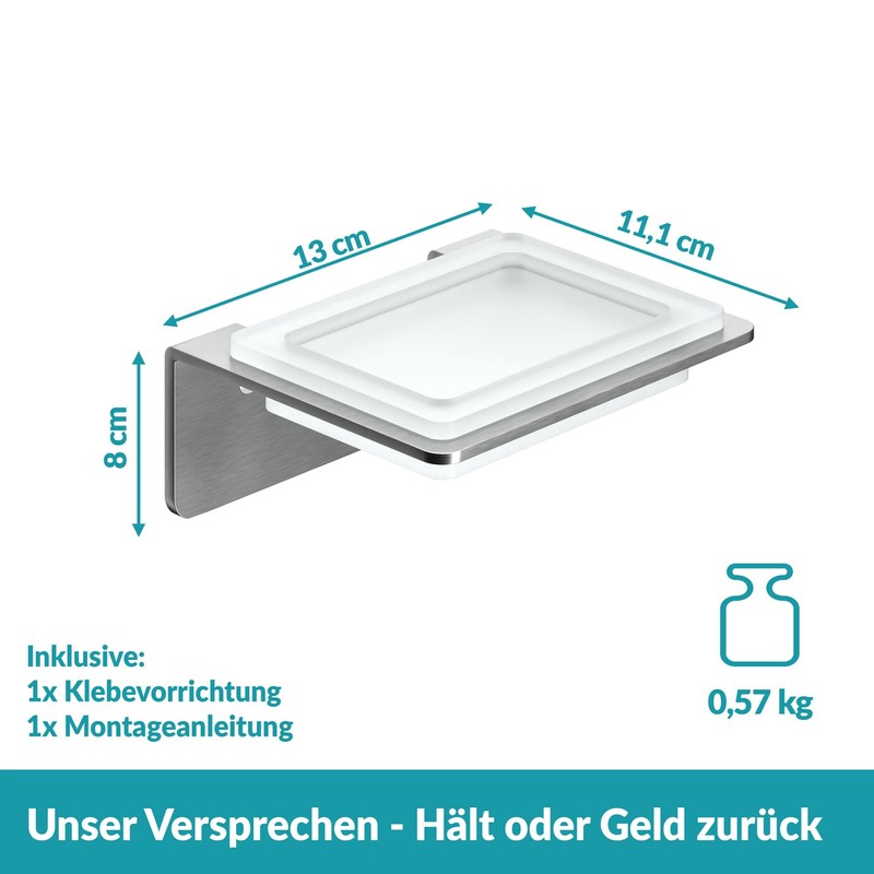 WEISSENSTEIN Seifenschale Wandmontage Ohne Bohren aus Glas - Seifenablage mit
