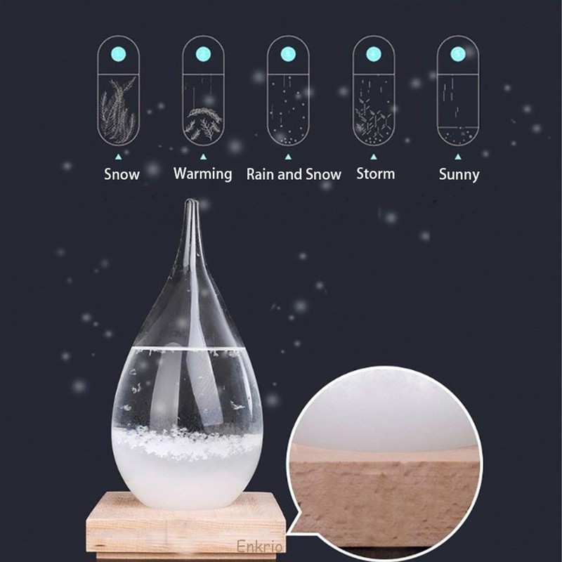 Enkrio Storm Glass Weather Predictor, Barometer Bottle with Wood Base