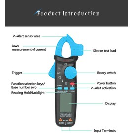 Yangers True RMS 6000 Count Digital Multimeter with Test Lead AC/DC Current Clamp Tester for Non-Contact Voltage Tester for Frequency Temperature Resistance Continuity with Clip