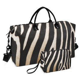 Aflyko Animal Print Travel Duffel Bag Vintage Zebra Skin Sport Tote Gym Bag Weekender Overnight Bag for Men Women Flight Approved Carry On Bag Fitness Dance Go-To Bag Daily Bag
