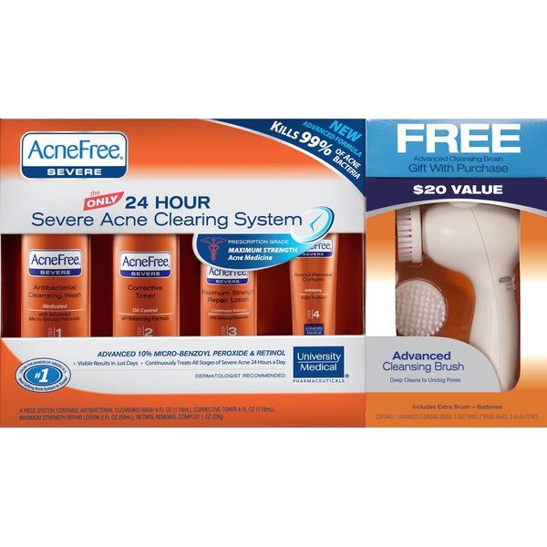 Acnefree 24 Hour Severe Acne Clearing System with Free Cleansing Brush, 11.52 Ounce