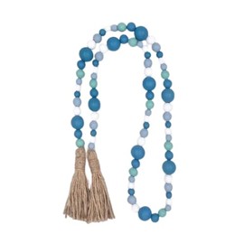 wooden beaded garland | Blue tassel garland | Blue beaded garland | Boho decor | Blue home decor