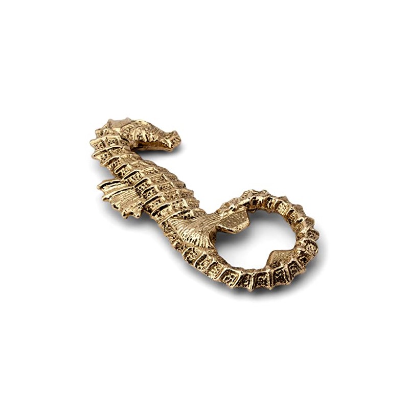 NKlaus Maritime Bottle Opener Seahorse Brass Gold 5 x 12