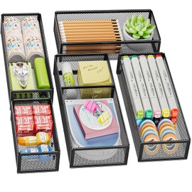 Marbrasse 5 Pack Desk Drawer Organizer Set with Adjustable Divider