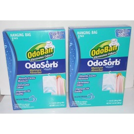 OdoBan Eliminates Odors OdoSorb Moisture Absorber Ocean Breeze Hanging Bags 2 Pk