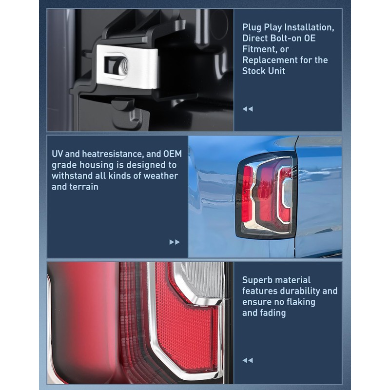 Nilight Taillight Assembly Compatible with 2016 2017 2018 GMC Sierra