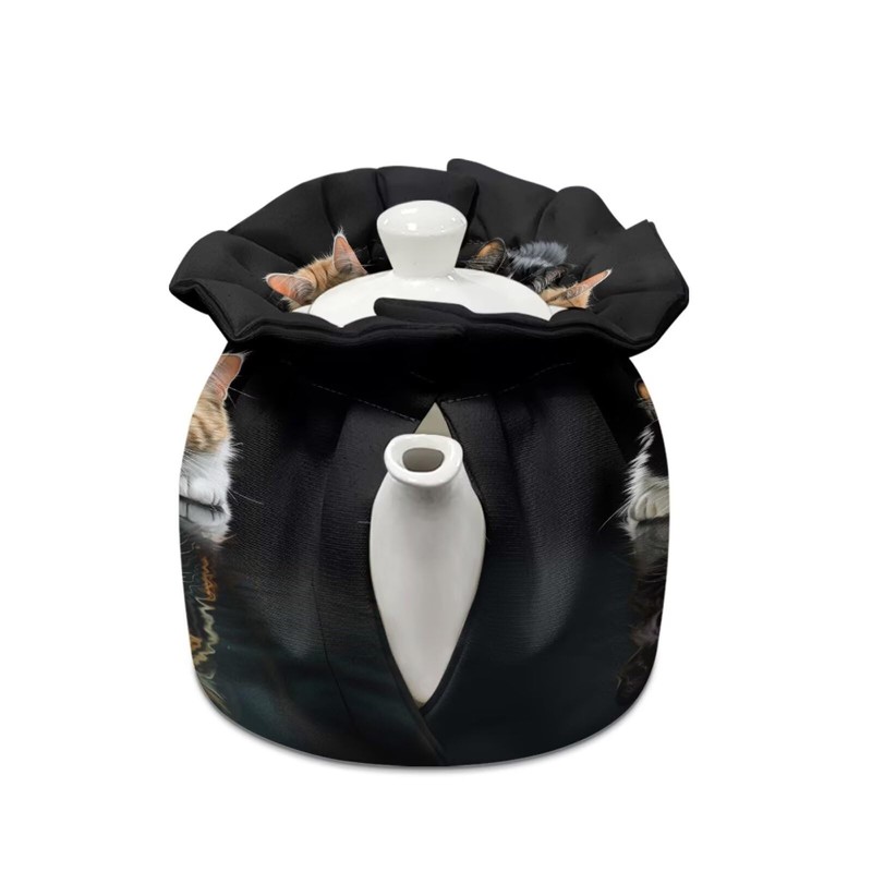 Poceacles Cat Tiger Print Tea Cosy for Teapot, Dust Cover,