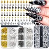 3 Boxes Goth Punk Nail Charms Metal Rivet Studs and