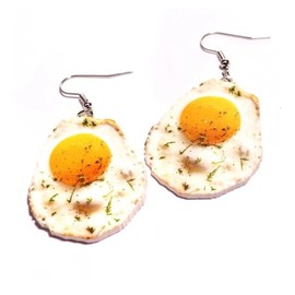 Cute Pizza Egg Bread Fries Hamburger Dangle Earrings Creative Funny Vivid Food Drop Earrings Acrylic Accessories Gift for Women-Egg
