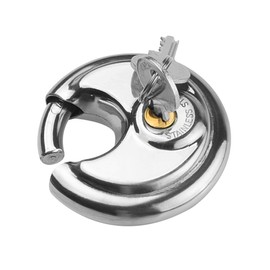 Helonge Disc Padlock with Key - Heavy Duty Round Circle Lock for Warehouse, Gym, Storage Locker, and Outdoors