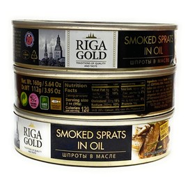 Riga Gold Smoked Sprats in Oil 5.64 oz pack of 3 from Europe